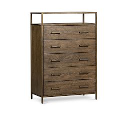 Modern Oak 5-Drawer Tall Dresser (33")