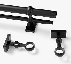 Open Box: Standard Double Curtain Rod &amp; Wall Bracket (28"-48", 1.25" Diam) - Matte Black,