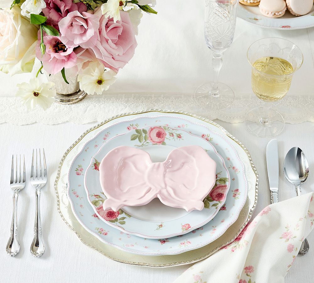 LoveShackFancy Bow Stoneware Appetizer Plates - Set of 4 by Pottery Barn