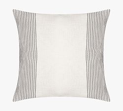 Open Box: Hanlee Turkish Cotton Striped Pillow, 22" - Gray/Ivory