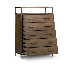 Modern Oak 5-Drawer Tall Dresser (33")