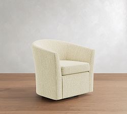 Open Box: Hyde Swivel Armchair - Performance Heathered Basketweave Ivory