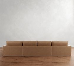 Westwood Square Arm Leather Double Chaise Sectional (172"&ndash;185")