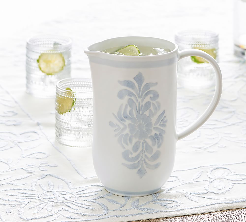 Chambray Tile Stoneware Pitcher by Pottery Barn