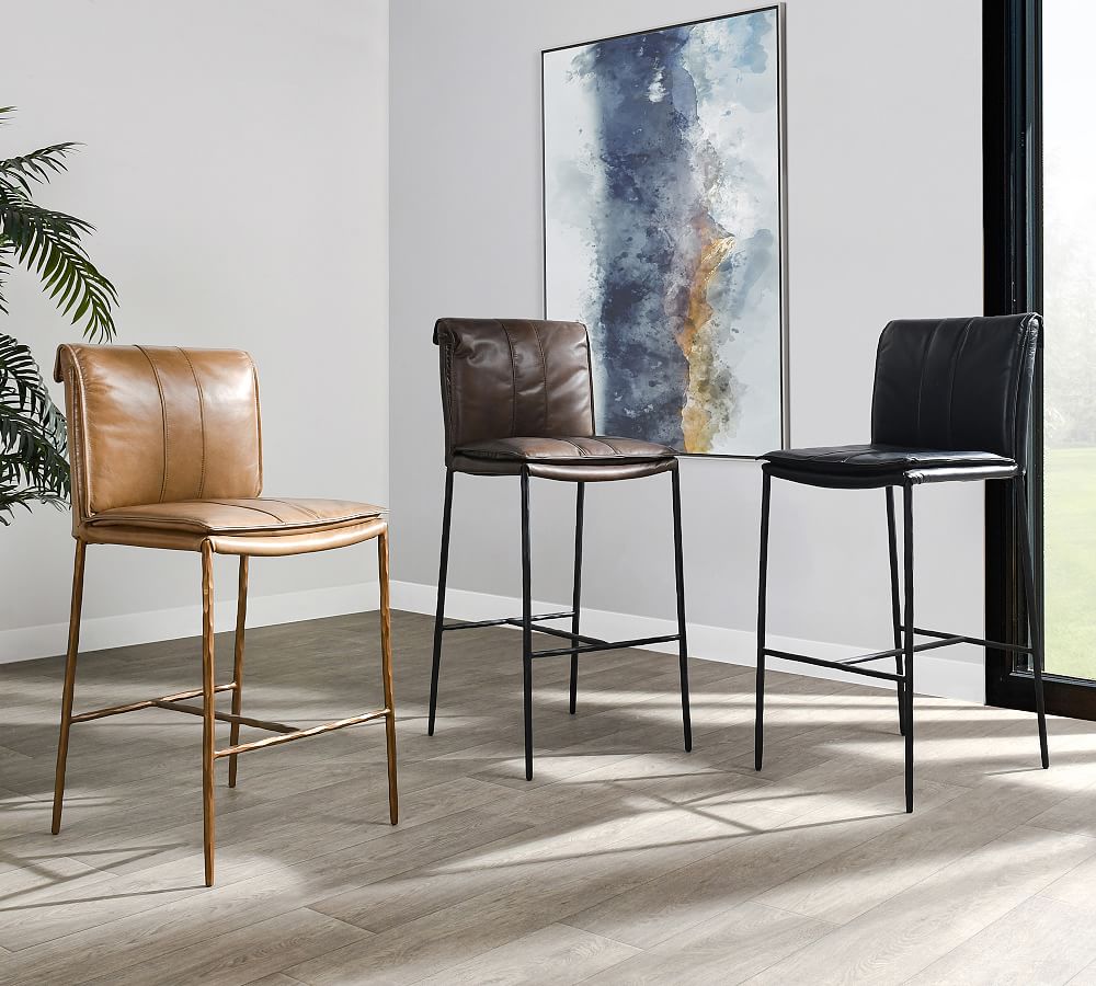 Eugina Leather Stool by Pottery Barn