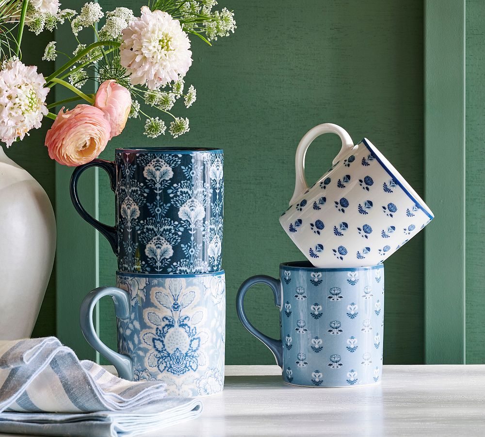 Kravet Garden Mugs - Mixed Set of 4 by Pottery Barn