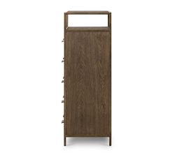 Modern Oak 5-Drawer Tall Dresser (33")