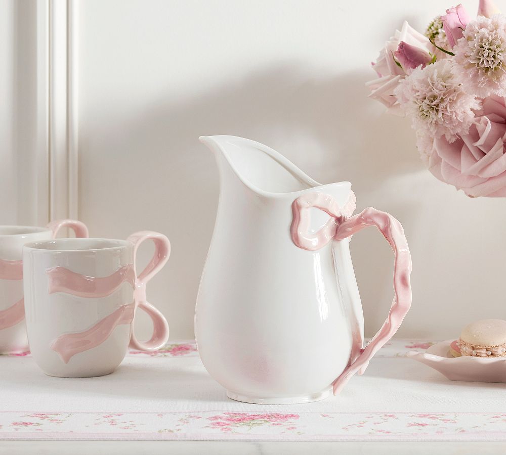 LoveShackFancy Stoneware Bow Pitcher by Pottery Barn