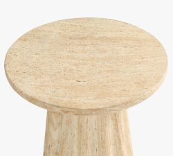 Siena Faux Travertine Round Outdoor Accent Table (14")