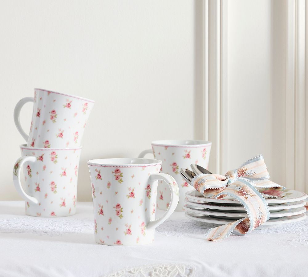 LoveShackFancy Garden Floral Mugs - Set of 4 by Pottery Barn