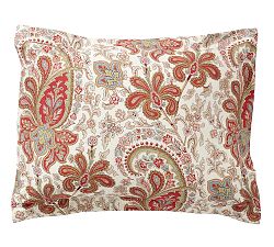 Open Box: Charlie Paisley Percale Sham, Standard, Set of 2 - Red