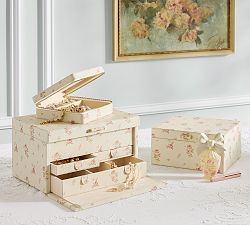 LoveShackFancy Leather Floral Jewelry Travel Box