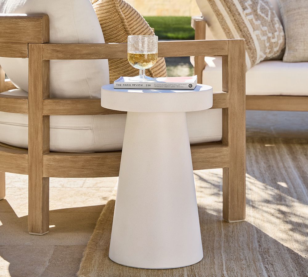 Pomona Concrete Round Outdoor Side Table (12") by Pottery Barn