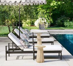 Siena Faux Travertine Round Outdoor Accent Table (14")
