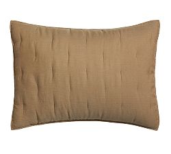 Open Box: Belgian Flax Linen Tufted Quilted Sham, Standard, Set of 2 - Toffee
