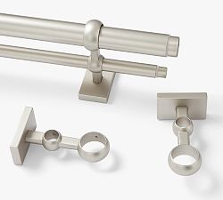Open Box: Standard Double Curtain Rod &amp; Wall Bracket (60"-108", 0.75" Diam.) - Pewter