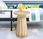 Siena Faux Travertine Round Outdoor Accent Table (14")