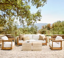 Malibu Teak Curved Outdoor Sofa (90")