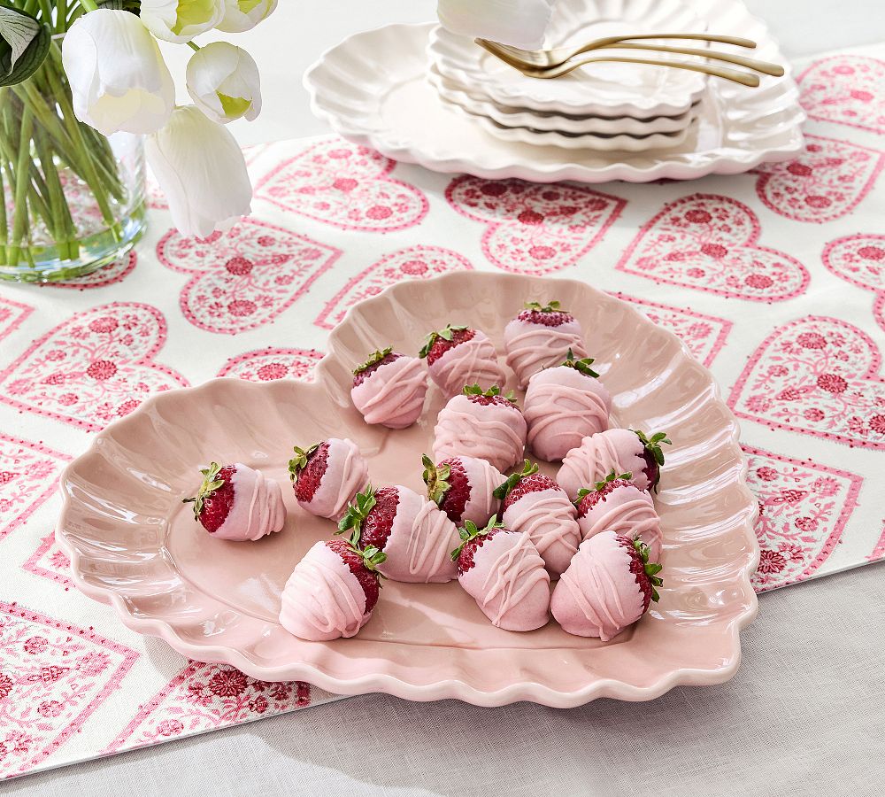 Heirloom Scalloped Heart Stoneware Serving Platter by Pottery Barn