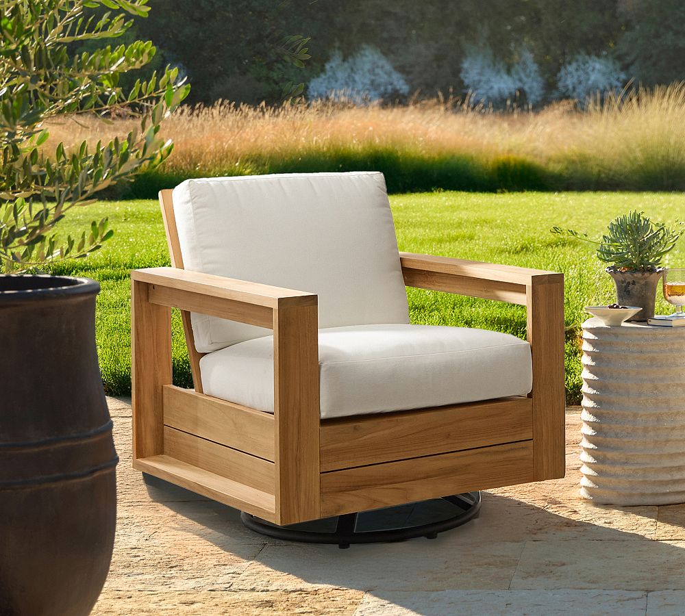 Malibu Teak Swivel Outdoor Lounge Chair by Pottery Barn