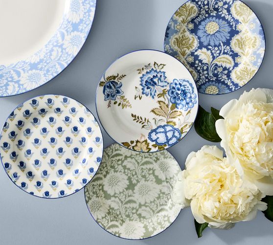 Kravet Jardin Stoneware Appetizer Plates - Mixed Set of 4 by Pottery Barn