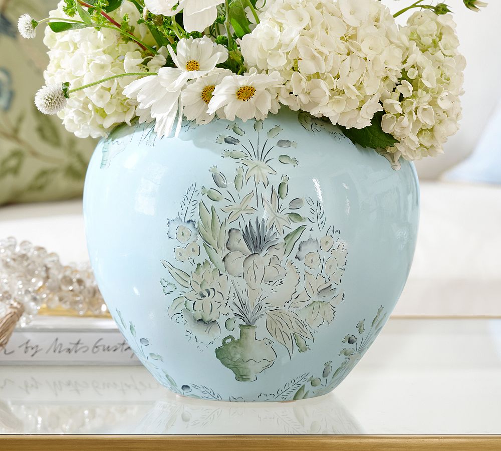 Kravet Grandiflora Hand-Painted Vase by Pottery Barn