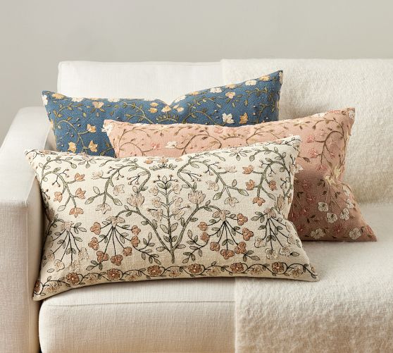 Zea Embroidered Lumbar Pillow Cover