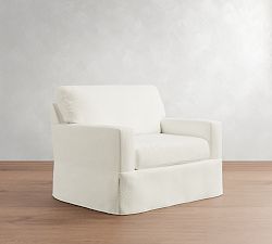 Buchanan Modern Square Arm Slipcovered Chair and a Half