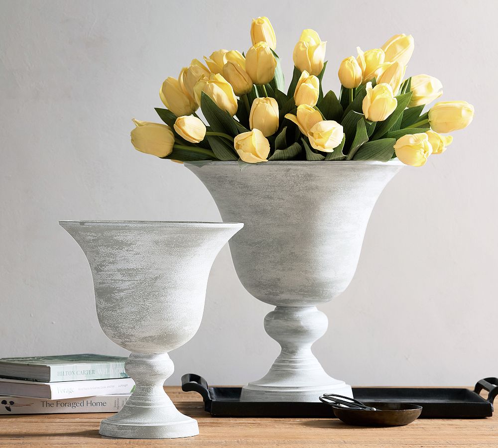 Zinc Pedestal Vase by Pottery Barn