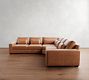 Big Sur Square Arm Deep Seat Leather 3-Piece L-Shaped Wedge Sectional (129")