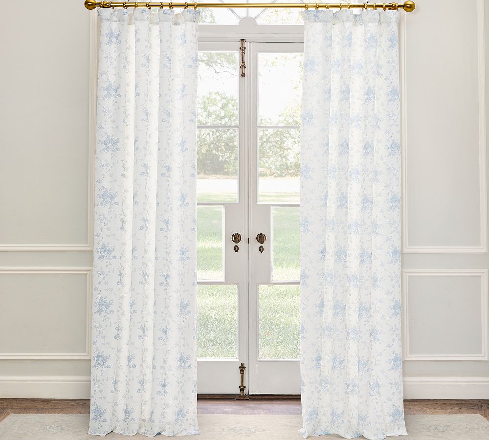 LoveShackFancy Belgian Flax Linen Rose Curtain by Pottery Barn