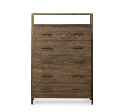 Modern Oak 5-Drawer Tall Dresser (33")
