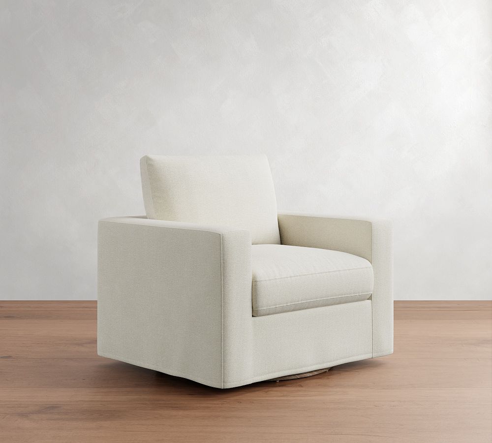 Westwood Square Arm Slipcovered Swivel Chair by Pottery Barn