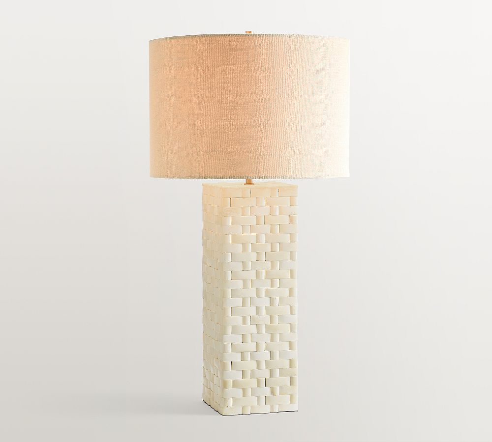 Lila Woven Bone Inlay Table Lamp (16") by Pottery Barn