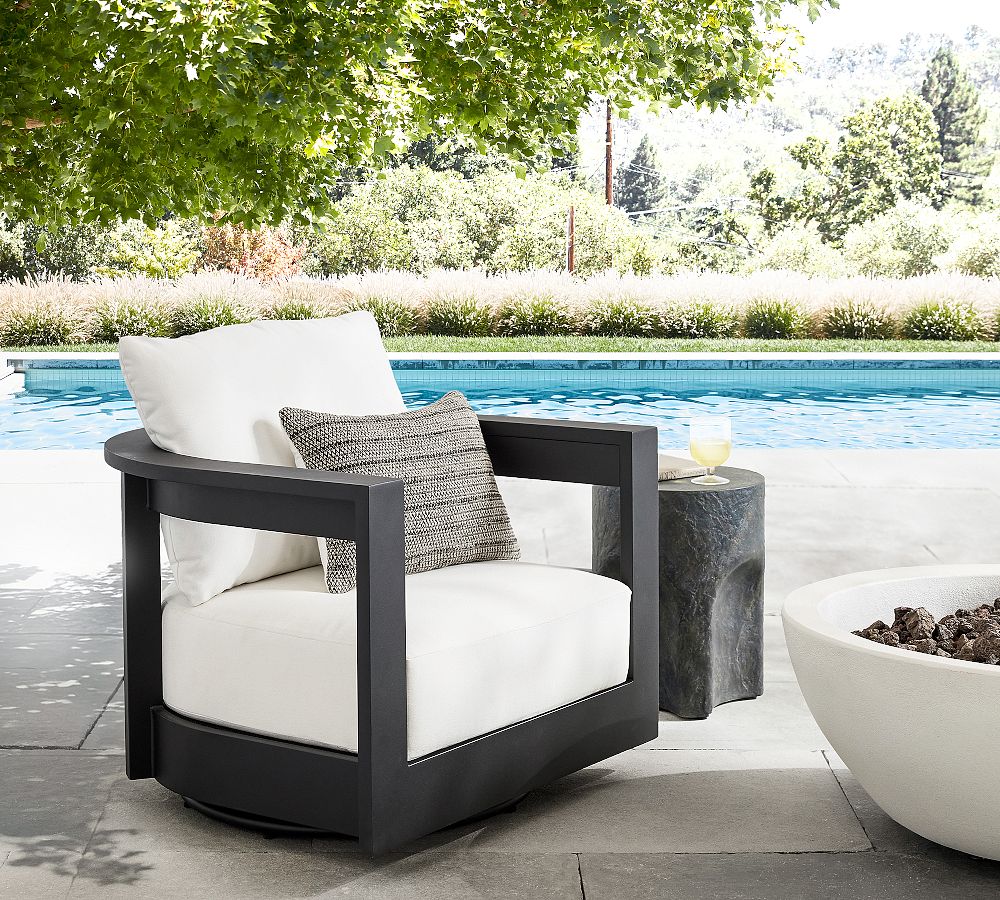 Malibu Metal Swivel Curved Outdoor Lounge Chair by Pottery Barn