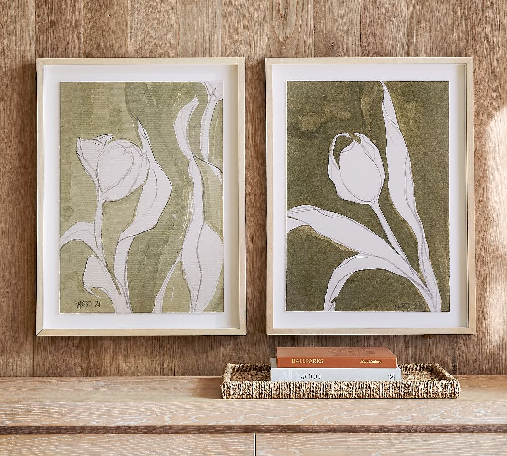 Sage Tulip Framed Print by Pottery Barn