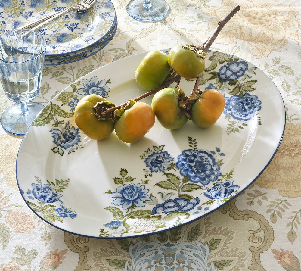 Kravet Rosehill Stoneware Oval Serving Platter by Pottery Barn