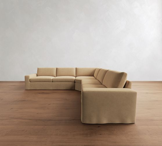 Sierra Slipcovered 3-Piece L-Shaped Wedge Sectional (137"-147") by Pottery Barn