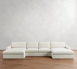 Westwood Square Arm Slipcovered Double Chaise Sectional (174"&ndash;186")