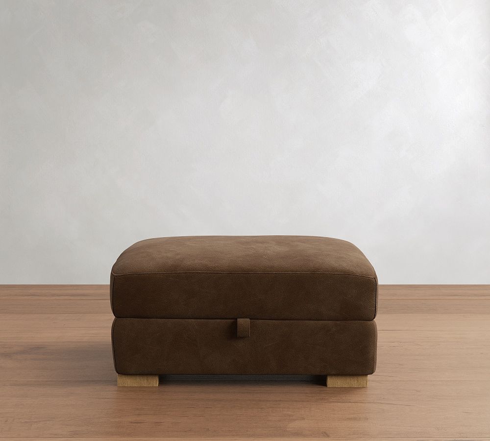 Turner Leather Storage Ottoman by Pottery Barn