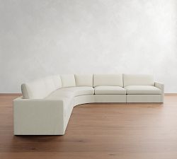 Westwood Slim Arm Slipcovered 5-Piece Curved Wedge Sectional (148")
