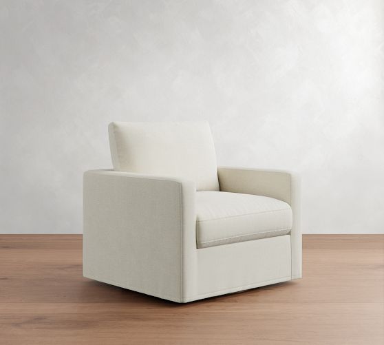 Westwood Slim Arm Slipcovered Swivel Chair by Pottery Barn