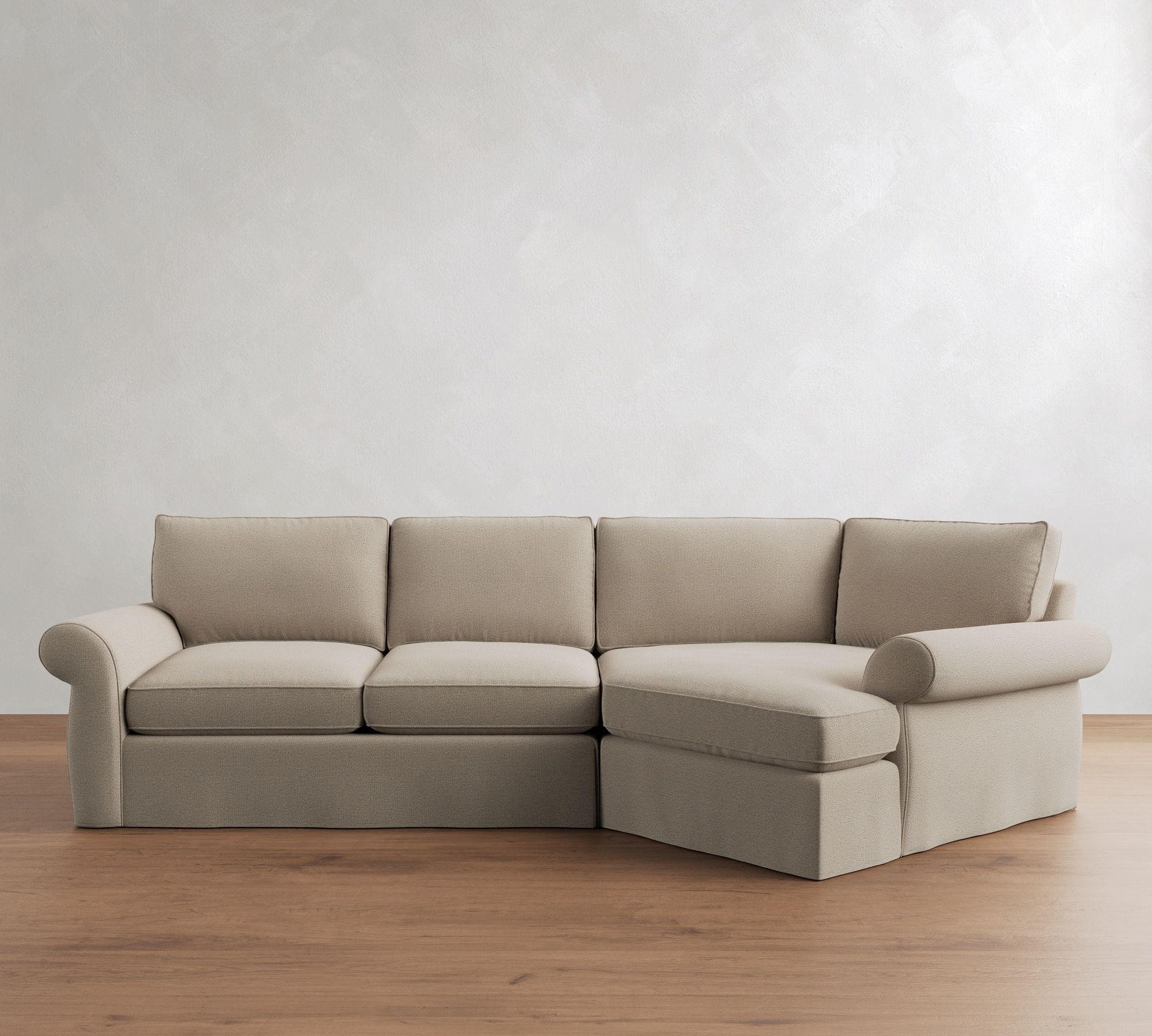 Pearce Roll Arm Deep Seat Slipcovered Cuddle Chaise Sectional (142"&ndash;172")