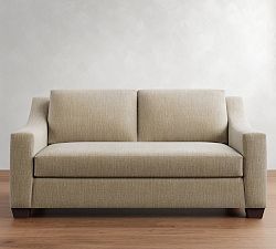 Open Box: York Slope Arm Upholstered Loveseat 72" 2X1, Down Blend Wrapped Cushions, Performance Basketweave Parchment