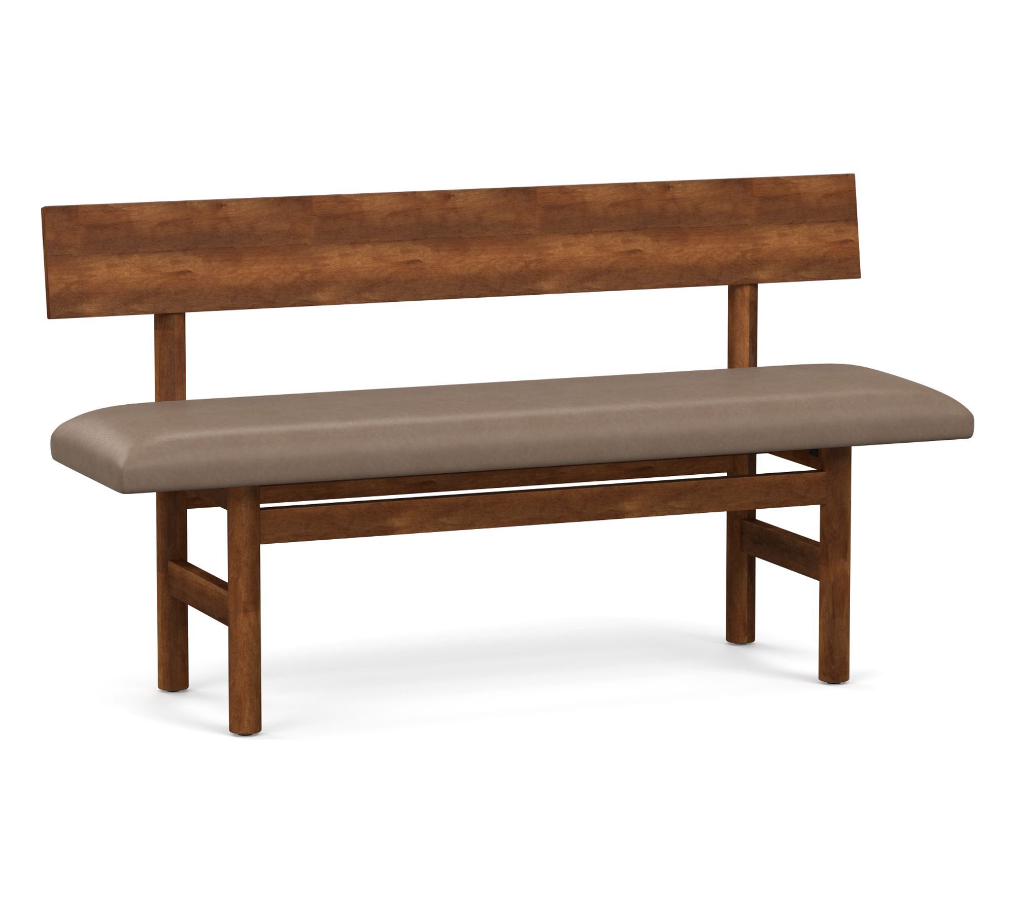 Wood &amp; Leather Bench - thumbnail 4