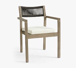 Open Box: Indio Coastal Stackable Outdoor Dining Armchair, Weathered Gray - Charcoal Rope