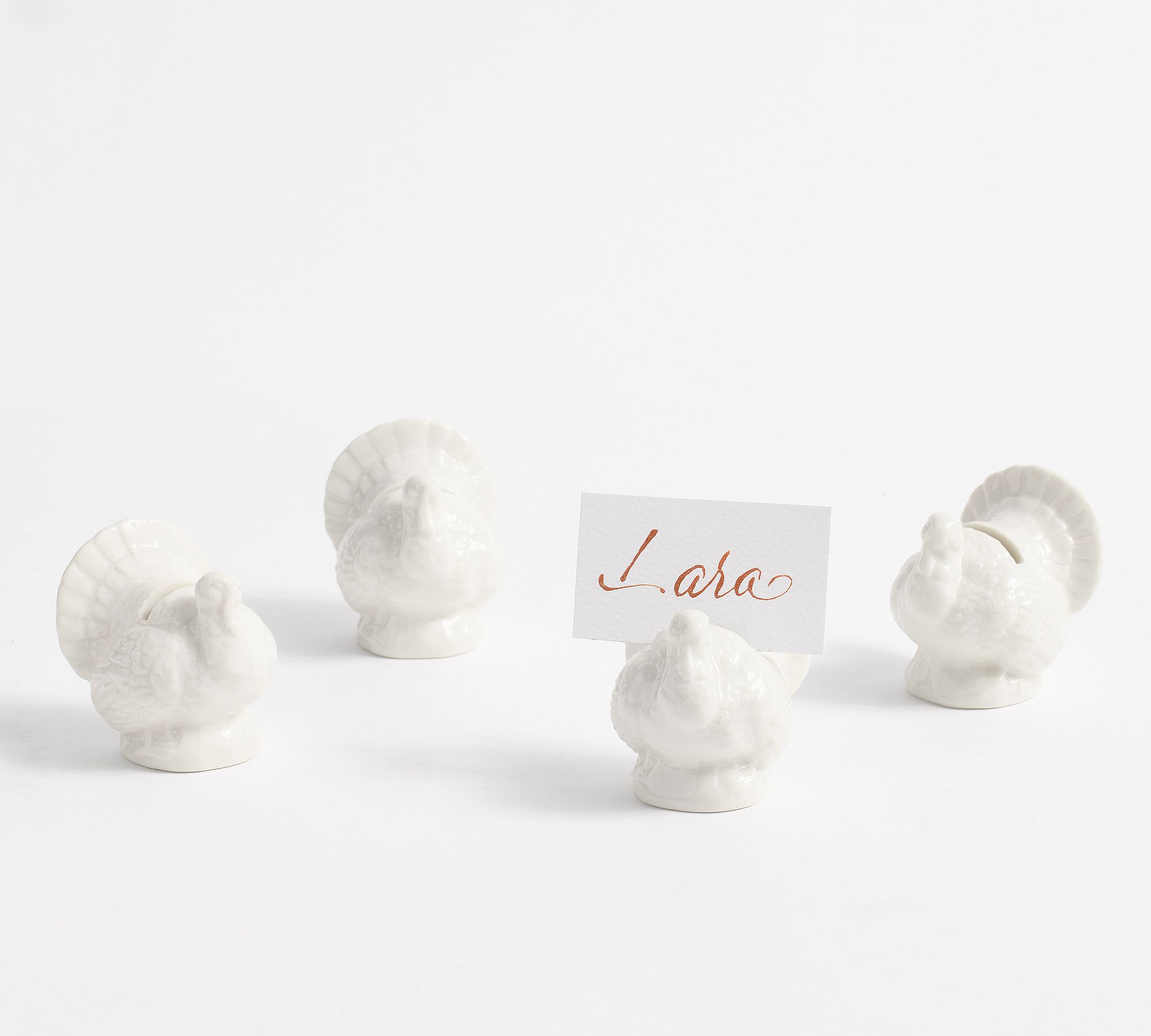 Figural Turkey Stoneware Place Card Holders - Set of 4