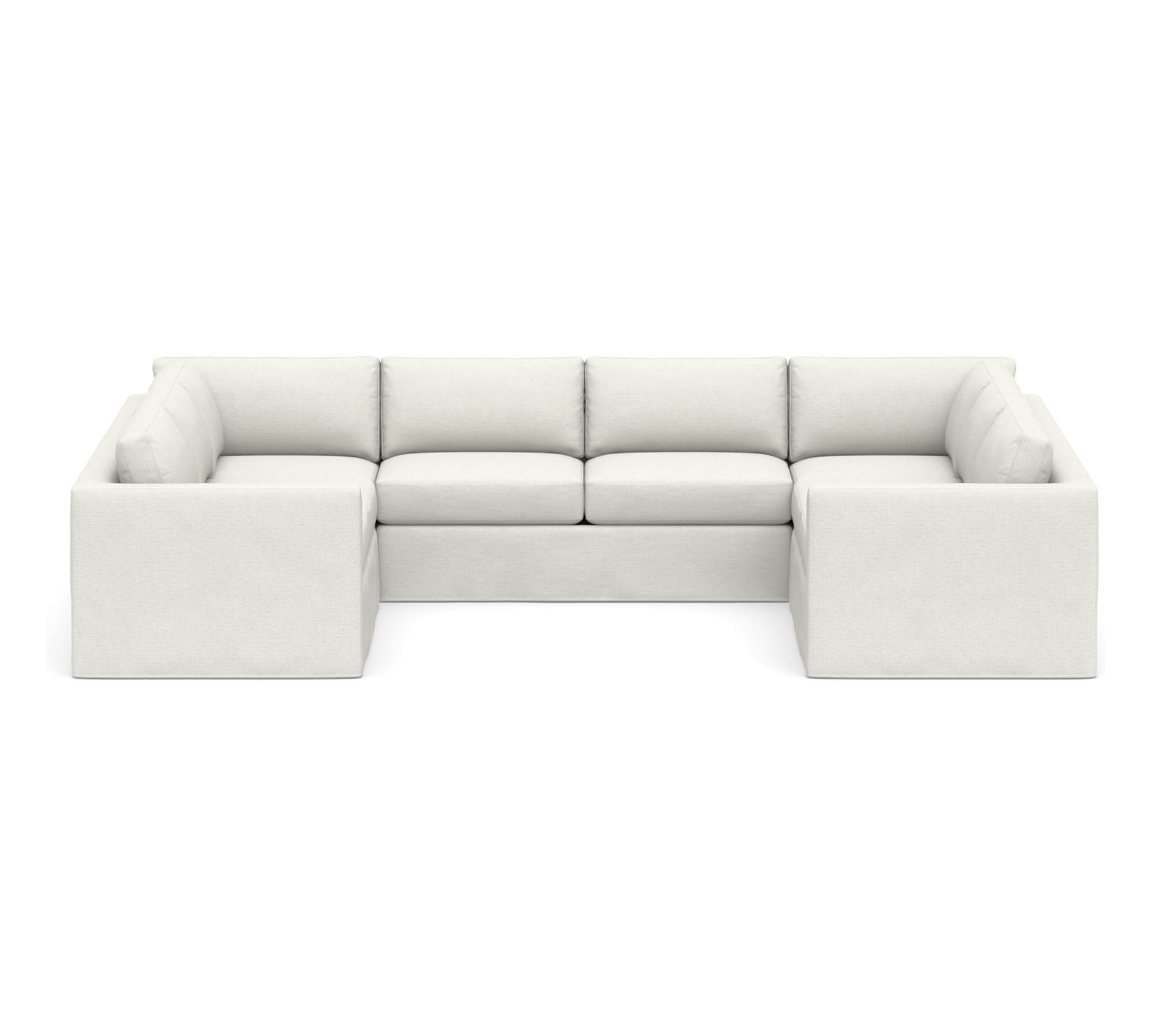 Carmel Slim Arm Slipcovered U-Shaped Sectional (144")