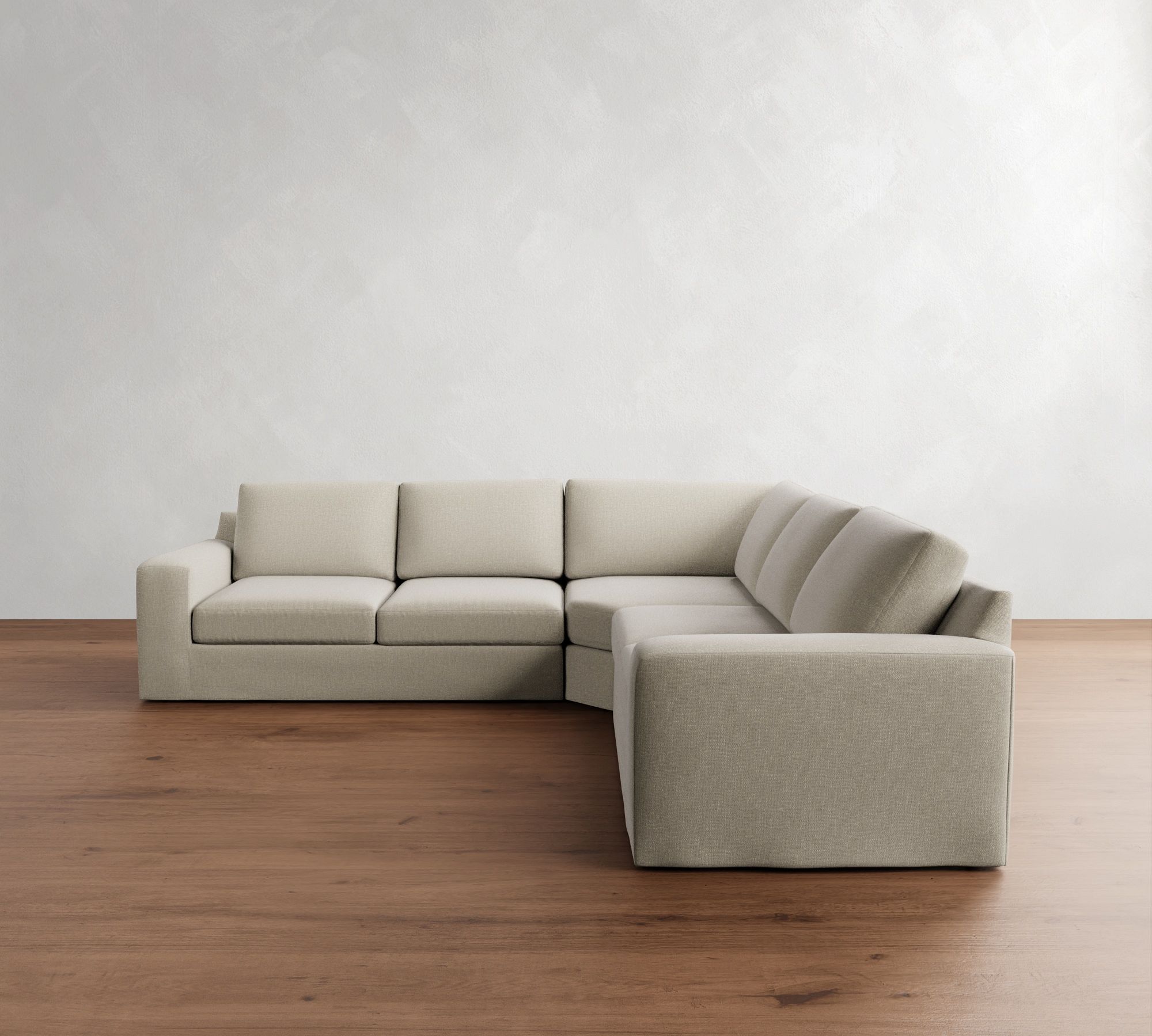 Big Sur Square Arm Slipcovered 3-Piece L-Shaped Wedge Sectional (123")
