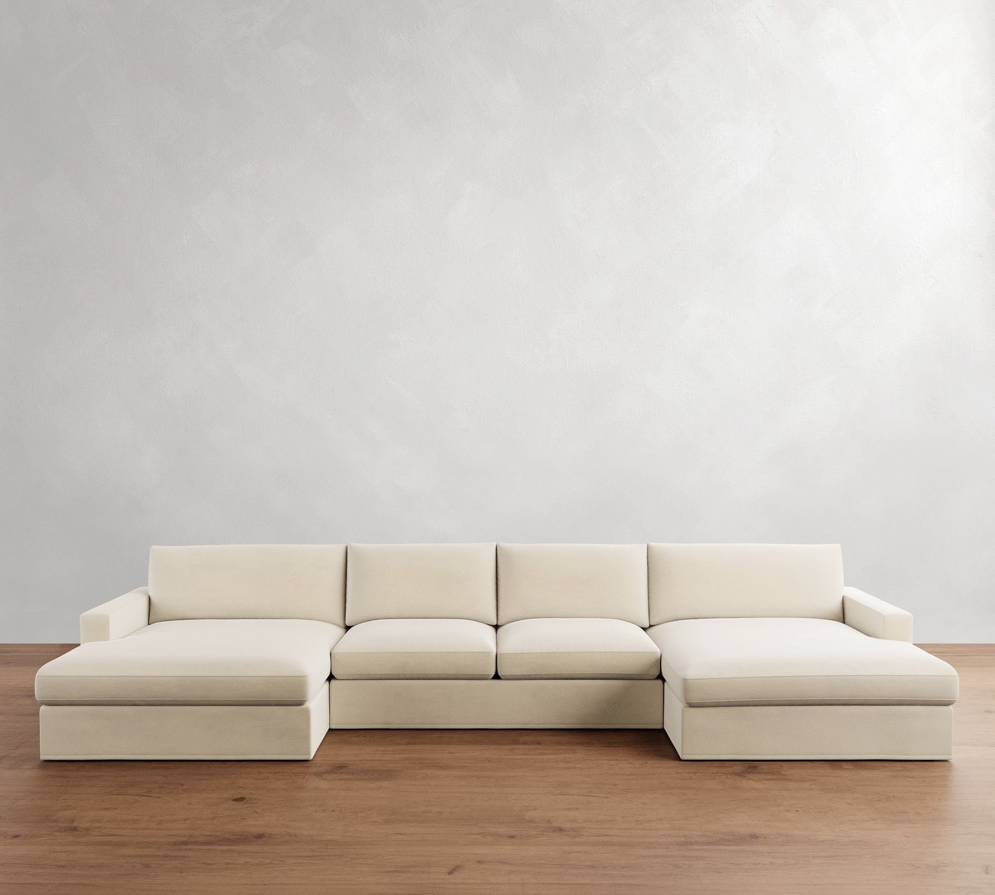 Westwood Square Arm Slipcovered Double Chaise Sectional (174"&ndash;186")